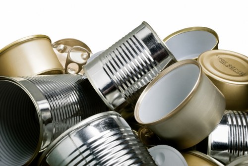 Interior of a recycling processing facility handling mixed commercial waste